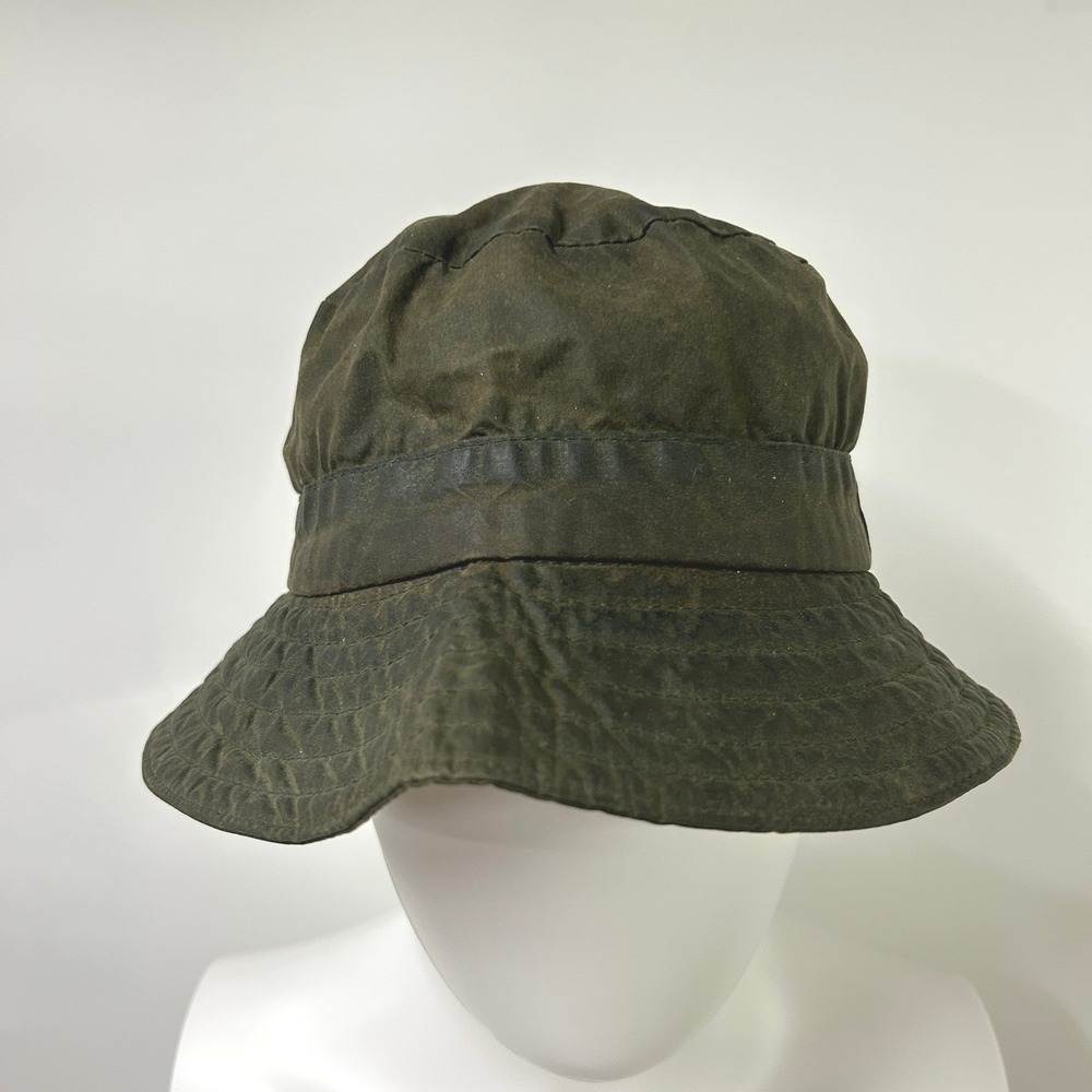 James R‎ Saunders Oiled Cotton Bucket Hat Small Olive Green Gorpcore Heritage